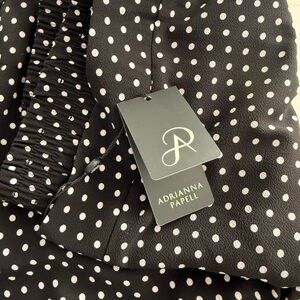 Adrianna Papell Black and White Polka Dot Wide Leg Pants XL